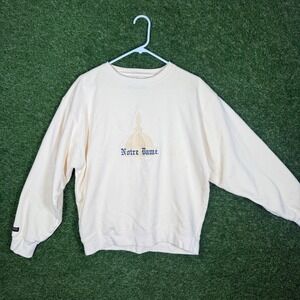Vintage Notre Dame Fighting Irish Crewneck Sweatshirt Cream Size M